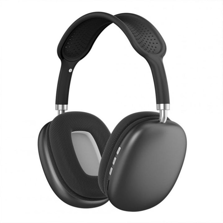 Side view of P9 wireless headphones with USB charging port and cushioned earcups