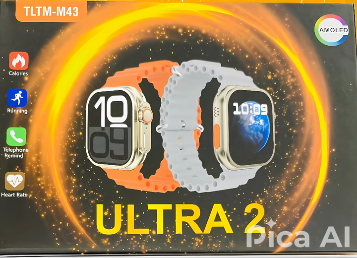 Ultra2 Smart Watch TLTM-M43 – Front display showing time and health stats